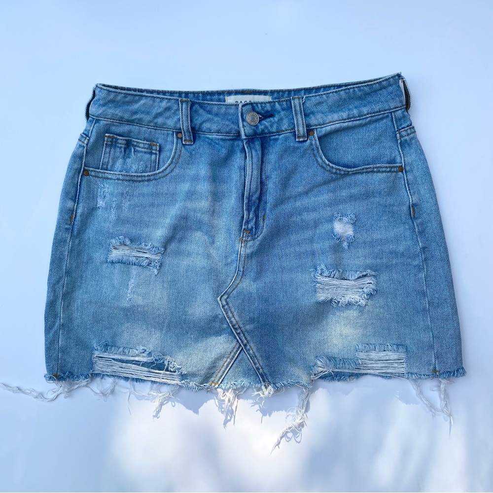 Distressed Denim Skirt